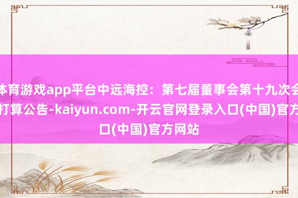 体育游戏app平台中远海控：第七届董事会第十九次会议有打算公告-kaiyun.com-开云官网登录入口(中国)官方网站